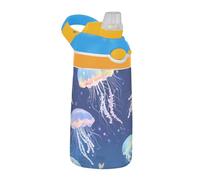 Borraccia per bambini con cannuccia, apertura larga, a prova di perdite, riutilizzabile, per scuola, sport, asilo nido, campeggio, Botella de agua para ni?as
