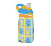 Borraccia per bambini con impronte di zampe blu e gialle con coperchio a prova di perdite, bottiglia d'acqua da palestra per bicicletta, corsa, sport, viaggi, palestra, tazas para cafe