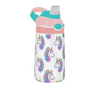 Borraccia per bambini con simpatico unicorno arcobaleno bianco con coperchio a prova di perdite, leggera, in Tritan, per scuola e sport all'aria aperta, botella de agua para ni?os