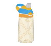 Borraccia per bambini con stampa leopardata gialla a scacchi, con coperchio a prova di perdite, bocca larga, in Tritan, per sport, palestra, viaggi, scuola Botella de agua para ni?os