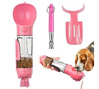 Borraccia per cani, 4 in 1, portatile, con fischietto per cani, da viaggio, 300 ml, con contenitore per alimenti, pala, sacco per la spazzatura per cani e gatti