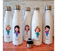 Borraccia per la maestra | Regalo personalizzato con avatar nome e classe | Bottiglia termica in Acciaio Inox | Pensiero speciale per fine anno scolastico