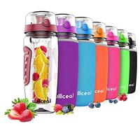 Borraccia per l'acqua con infusore per frutta,di grandi dimensioni, resistente, in plastica Tritan priva di bisfenolo A, con coperchio a scatto e design a prova di perdita (Deep Red)