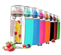 Borraccia per l'acqua con infusore per frutta,di grandi dimensioni, resistente, in plastica Tritan priva di bisfenolo A, con coperchio a scatto e design a prova di perdita (Rose Gold)