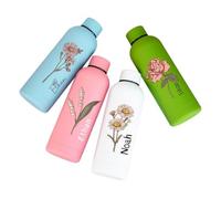 Borraccia Personalizzata Con Fiore Di Nascita, Bicchiere Termico Con Nome, Bomboniere For Damigella D'onore, Regalo Di Compleanno For La Sorella Coinquilina, Bottiglia Sportiva Da 17 Once