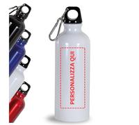 Borraccia Personalizzata con Nome, Immagine, Logo o Testo - Bottiglia Personalizzata 500 ml in Alluminio per Scuola, Ufficio o Palestra - Gadget Aziendali Personalizzabili (Bianco)