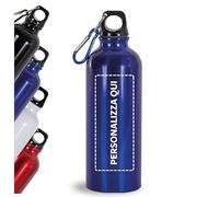 Borraccia Personalizzata con Nome, Immagine, Logo o Testo - Bottiglia Personalizzata 500 ml in Alluminio per Scuola, Ufficio o Palestra - Gadget Aziendali Personalizzabili (Blu)