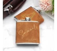 Borraccia Personalizzata In Acciaio Inox, Regalo Di Nozze Personalizzato Con Borraccia Da 6 Oz, Nome E Data Incisi In Pelle PU Regalo Per Il Testimone Di Nozze Degli Sposi Amanti Del Whisky