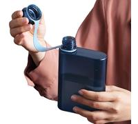 Borraccia piatta, 400 ml, sottile, a prova di perdite, formato A5, con manico in silicone, bottiglia quadrata per acqua, bottiglia d'acqua portatile da viaggio per sport, palestra, campeggio e borse