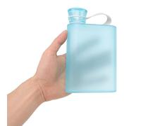 Borraccia Piatta da 380 Ml/13,3 Once, Bottiglia D'acqua Piatta Sottile Riutilizzabile Trasparente, Bottiglia D'acqua di Carta Portatile Quadrata Trasparente Tazza da viaggio portatile per Sport (blu)