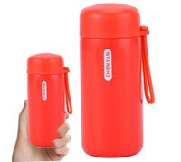 Borraccia piccola per bevande calde, borraccia piccola in acciaio inox da 150 ml, mini portatile con maniglia per il trasporto, isolamento sottovuoto a prova di perdite, pompelmo rosso, min