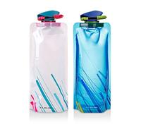 Borraccia Pieghevole,Borraccia Morbida,Bottiglia Riutilizzabile 700ml,Set di Bottiglie D'acqua Pieghevoli,Arrotolabile,Leggera,Morbida,Flessibile,per Escursioni,Avventure,Viaggi,Unisex,2 pezzi