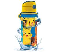 Borraccia Pokemon da 600 ml, a prova di perdite, bocca larga con cannuccia, in alluminio, con coperchio ribaltabile, per bambini che tornano a scuola, senza BPA