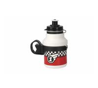 Borraccia + portaborraccia con tappo a clip Polisport Race Blanc