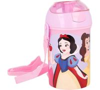 Borraccia Principesse Disney Tappo a Pulsante Coperchio e Tracolla 450ml
