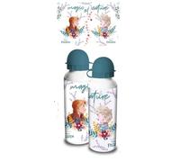 Borraccia Scuola Bottiglia Sport in Alluminio per Bambini 400ml con beccuccio retraibile in varie colorazioni (Borraccia Anna Elsa (frozen Bianca))