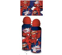 Borraccia Scuola Bottiglia Sport in Alluminio per Bambini 400ml con beccuccio retraibile in varie colorazioni (Borraccia Blu (Spiderman))