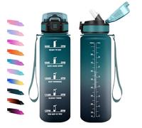 Borraccia Sportiva 1L, Bottiglia con Cannuccia, a Prova di Perdite, Facile Pulizia, Bottiglia Acqua Motivazionale con Indicatore del Tempo, per Campeggio, Ciclismo, Scuola, Ufficio, Lavoro, Gym