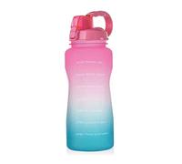 Borraccia Sportiva,Borraccia Motivazionale da 2,2 litri con Indicazione del Tempo Bottiglie Aperte con un Clic Senza BPA con Spazzola per Pulizia per Palestra,Escursionismo,Ciclismo (Rosa Verde)