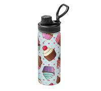 Borraccia sportiva con pareti in acciaio inox, motivo cupcake, ideale per campeggio, escursionismo