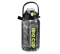 Borraccia sportiva da 3 l, con manico, cannuccia, indicatore del tempo, a prova di perdite, con coperchio, per fitness, sport, campeggio, bicicletta, yoga, viaggi, colore nero