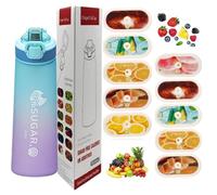 Borraccia sportiva da 700 ml con cialde in 10 gusti, il materiale tritan non ha paura delle alte temperature e il sapore naturale di frutta estratto rende l'acqua potabile sicura e gustosa.0 Zucchero