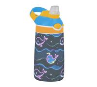 Borraccia sportiva fluorescente con balena blu onda con coperchio con cannuccia, bocca larga tazza in Tritan a tenuta stagna per bicicletta, corsa, sport, viaggi, palestra, termo de agua Fria