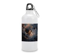 Borraccia sportiva in alluminio bianco, 600 ml, con foro nero, con stampa spaziale, riutilizzabile, a prova di perdite, portatile, isolata, con moschettone, per bici, campeggio, viaggi
