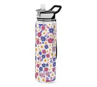 Borraccia sportiva in plastica con motivo floreale, per yoga, diario portatile, viaggi, casa, ufficio