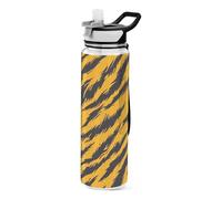 Borraccia sportiva in plastica con motivo leopardato giallo e nero, ideale per lavoro, diario portatile, per casa e ufficio
