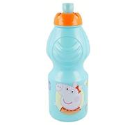 Borraccia sportiva multicolore; prodotto in plastica riutilizzabile; senza BPA; capacità 400 ml (Peppa pig)