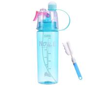 Borraccia sportiva portatile da 600 ml, con nebulizzatore a scatto, a prova di perdite, con cannuccia e spazzola per tazza, in plastica, materiale adatto per adolescenti, adulti, attività all'aperto,
