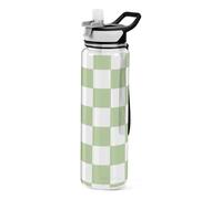 Borraccia sportiva trasparente con motivo scozzese americano verde e bianco per diario portatile collegravel Home Office