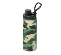 Borraccia sportiva verde mimetica da 510 ml, in acciaio inox, isolata, a prova di perdite, fiaschetta calda e fredda, tazza da viaggio per escursioni in bicicletta