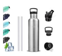 Borraccia Termica 0.5 litro, Senza BPA, Acciaio Inox, Con filtro e Cannuccia, Metallo, Mantiene Caldo per 12 Ore/Freddo 24 Ore, Borracceper Uffici, Outdoor, Campeggio