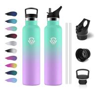 Borraccia Termica 1L, Bottiglia Termica a Prova di Perdite, senza BPA, Riutilizzabile, Facile Pulizia, Borraccia Acciaio Inox con Cannuccia, Termos per Adulto, Campeggio, Ciclismo, Viaggio, Yoga