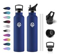 Borraccia Termica 1L, Bottiglia Termica a Prova di Perdite, senza BPA, Riutilizzabile, Facile Pulizia, Borraccia Acciaio Inox con Cannuccia, Termos per Adulto, Campeggio, Ciclismo, Viaggio, Yoga