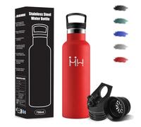 Borraccia Termica, 500 ml Senza BPA, Borracce Termiche, 18/8 Acciaio Inossidabile, Borraccia Acciaio Inox, Bottiglia Acqua Con Cannuccia e 2 Coperchi, Borracce per Scuola, Yoga, Alpinismo - Rosso