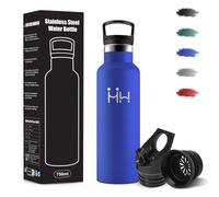 Borraccia Termica, 500 ml Senza BPA, Borracce Termiche, 18/8 Acciaio Inossidabile, Borraccia Acciaio Inox, Bottiglia Acqua Con Cannuccia e 2 Coperchi, Borracce per Scuola, Yoga, Alpinismo - Blu reale