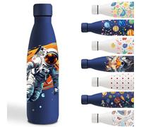 Borraccia Termica, 500ml Borraccia Bambini, Borraccia Termica Personalizzata, Borraccia Metallo Senza Perdite, Borraccia Bambini Acciaio, Borraccia per Scuola, Campeggio, Ciclismo, Astronauta- Blu