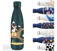 Borraccia Termica, 500ml Borraccie Bambini, Borracce Termiche Senza Perdite, Borracce Termiche, Bottiglia Bambini Acciaio, Termos per Scuola, Uffici, Campeggio, Ciclismo, Verde Scuro- Cavallo