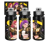 Borraccia Termica 600ml in Acciaio Inox, Tazza da Viaggio con Doppio Beccuccio e Design Ispirato al K-Pop Girl Group, Bottiglia Portatile per Sport e Scuola (#F)