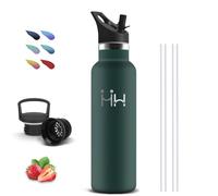 Borraccia Termica, 750ml Borraccia, Senza BPA, Borraccie con Cannuccia, Senza Perdite, Bottiglia Termica, Borraccie Acciaio Inox, Doble Aislamiento, per Trekking, Campeggio, Corsa, Palestra, Verde