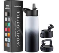 Borraccia termica a tripla parete con cannuccia, in acciaio inox, con 3 coperchi a prova di perdite, per viaggi, scuola, sport, palestra, uomini, donne e bambini (Dreamy Black-White, 750 ml)