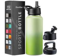 Borraccia termica a tripla parete, con coperchio con cannuccia, coperchio a ribalta, tappo a bocca larga, in acciaio inox, per viaggi, scuola, sport, palestra (verde sognante, 950 ml)