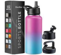 Borraccia termica a tripla parete da 950 ml, con cannuccia, in acciaio inox, con 3 coperchi a prova di perdite, per viaggi, scuola, sport, palestra, uomini, donne e bambini (miscela rosa blu pacifica)