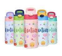 Borraccia Termica Bambini Personalizzata, Borraccia Bambini con Nome, Borracce Personalizzate senza BPA, Ideale Fuori Casa, in Gita, a Scuola, Attività all'aperto 350 ml