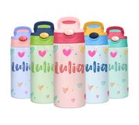 Borraccia Termica Bambini Personalizzata, Borraccia Bambini con Nome, Borracce Personalizzate senza BPA, Ideale Fuori Casa, in Gita, a Scuola, Attività all'aperto 350 ml