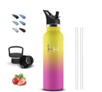 Borraccia Termica, Borraccia 500 ml, Senza BPA, Borraccie con Cannuccia, Senza Perdite, Borraccie Bambini, Mantiene Caldo per 12 Ore/Freddo 24 Ore, Termos Con filtro, per Campeggio, Viaggio, Scuole
