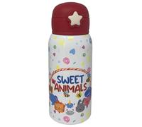 Borraccia termica con apertura automatica pop-up 500 ml bottiglia per bambini in acciaio inossidabile temperatura controllata (Sweet Animals)